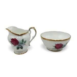 Paragon Rose Pattern Creamer & Sugar Bowl Set England Vintage